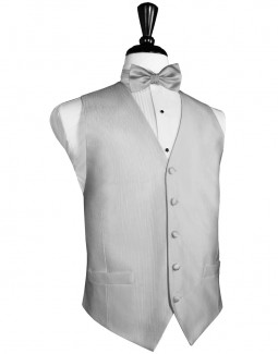 Faille Silk Silver Full Ivory Silk Tuxedo Vest by Cardi