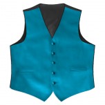 Satin Full Back Tuxedo Vest in Caribbean Blue