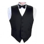 Full Back 100% Silk Tuxedo Vest Black