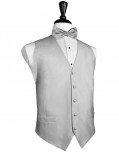 Faille Silk Silver Full Ivory Silk Tuxedo Vest by Cardi