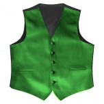 Satin Full Back Tuxedo Vest in Kelly Green