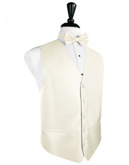 Ivory Herringbone Tuxedo Vest