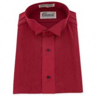 Wing Collar Red Tuxedo Shirt