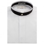 Thick Black Banded Mandarin Tuxedo Shirt  Fly Front