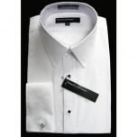 Cotton Non Pleated Laydown Collar Tuxedo Shirt  by Perry Ellis