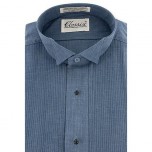Wing Collar Chambray Blue Tuxedo Shirt