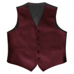 Satin Full Back Tuxedo Vest in Burgundy