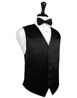 Black Full Back Silk Tuxedo Vest by Cardi