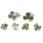Three Leaf Clover Studs and Cufflink Set